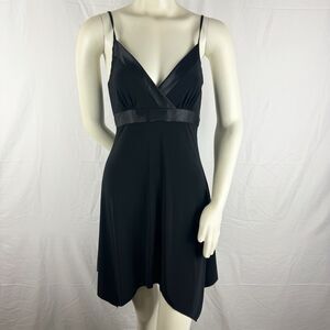 Wet Seal Black V-Neck Dress Asymmetrical Hem Spaghetti Straps Size M Whimsygoth